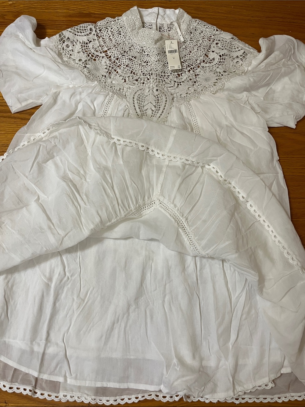 Anthropologie high neck lace tunic dress size Medium Ivory new - Picture 9 of 11